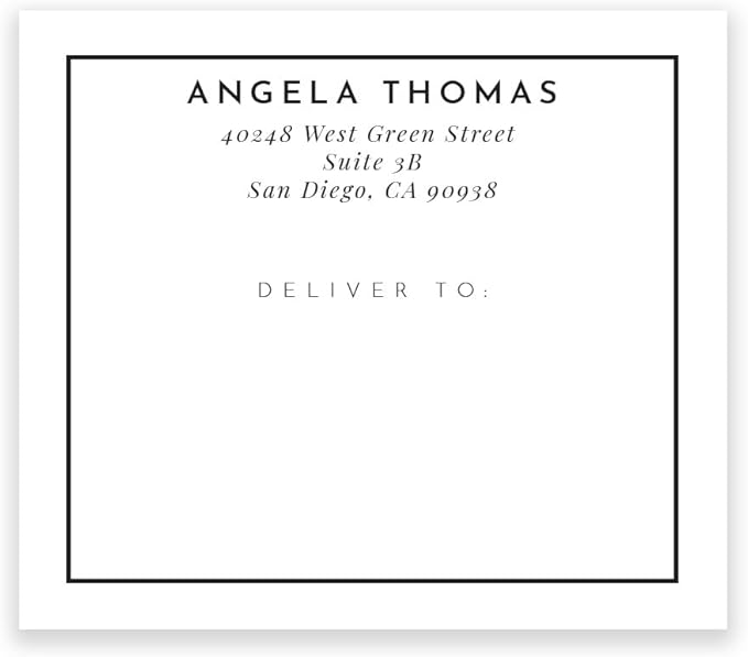 Custom Shipping Labels / 48 Personalized Black Square Address Labels/ 4" x 3½" Mailing Stickers/Made in USA