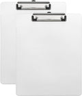 M&G 2 Pcs Plastic Clipboards 12.4 x 8.9 Inch, Ruler Clip Boards with Low Profile Metal Clip Holds 110 Sheets of A4 Letter Size Paper for Office Classroom, Transparent Brown