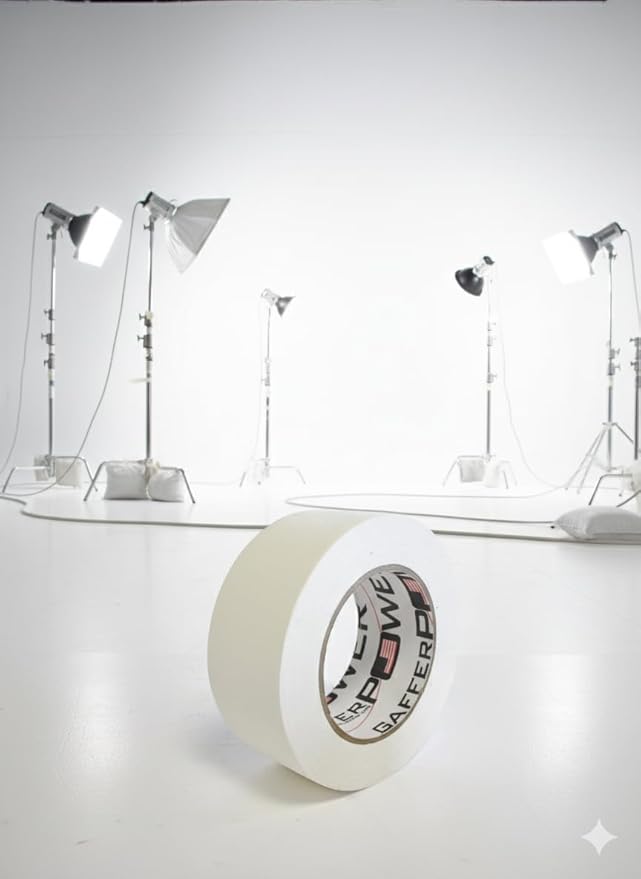 Gaffer Power Real Professional Premium Grade Gaffer Tape Made in The USA - White 2 Inch X 30 Yards - Heavy Duty Gaffer's Tape - Non-Reflective - Multipurpose - Better Than White Duct Tape