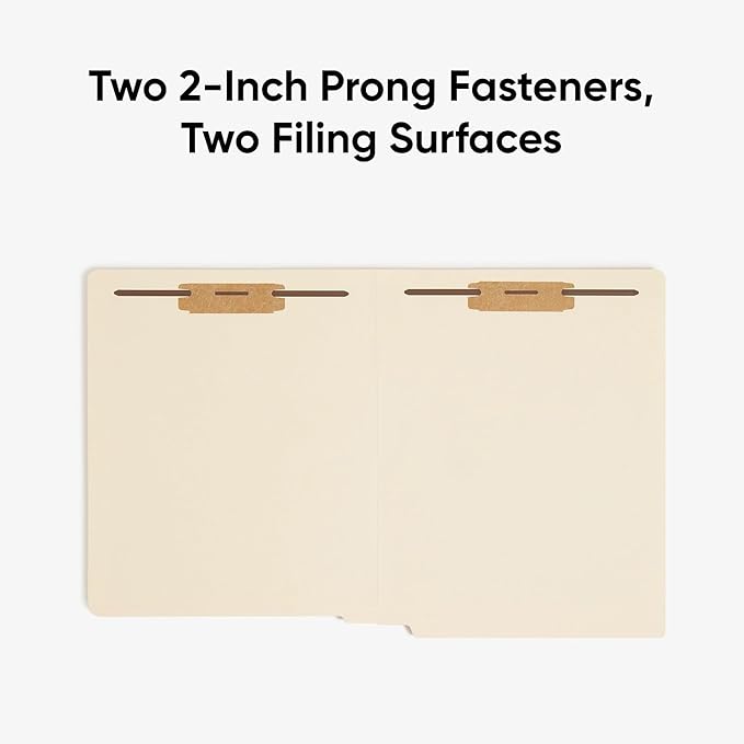Smead Shelf-Master End Tab File Folders, 250 Count, Manila, Reinforced Straight-Cut Tabs, 2 Fasteners, Letter Size (34125)