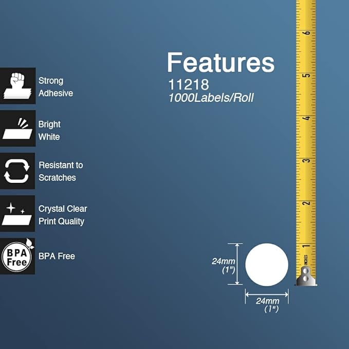 BETCKEY - 1 Inch Large Round Labels Replacement for Brother DK-1218 (0.94 in Dia), Compatible with Brother QL Label Printers [6 Rolls/6000 Labels, Green]