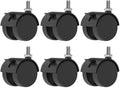 Stand Up Desk Store 2" Casters for Noise Reducing Recycled PET Workpods (6 Pack)
