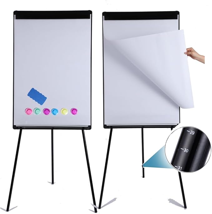 2 Pack Whiteboard Easel 36" x 24" Height Adjustable, Magnetic Dry Erase Board with Tripod Stand, Portable Presentation Easel Includes Flip Chart Paper Pad (25 Sheets), Magnets & Eraser