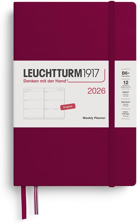 LEUCHTTURM1917 - Weekly Planner 2026, Hardcover, Paperback (B6+), Port Red (Jan 1 - Dec 31, 2026)