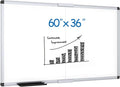 VIZ-PRO Magnetic Dry Erase Board, 60 X 36 Inches, Foldable Wall-Mounted Whiteboard with Silver Aluminum Frame & Marker Tray for School Office and Home 5' X 3'