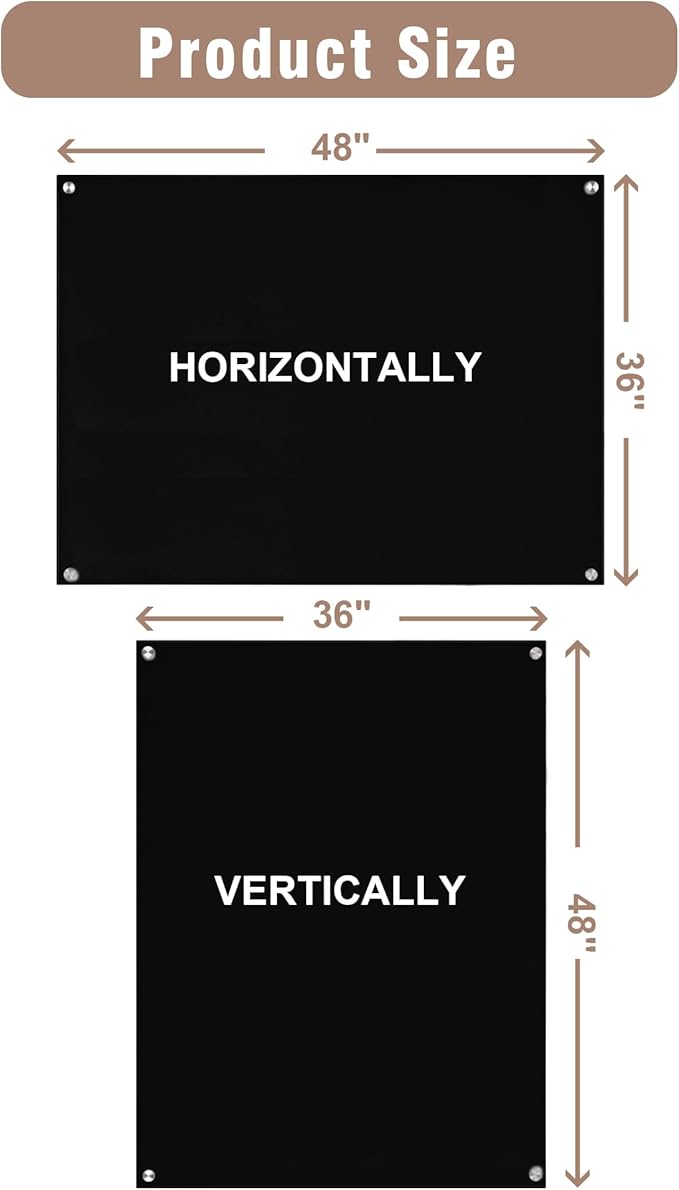 Mifuro Magnetic Glass Whiteboard，48"x36" Wall Mounted Frameless Dry Erase Board for Office, Home & School Black