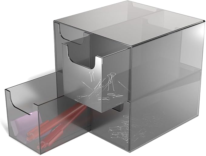 TRU RED Staples TR58201 4 Compartment Plastic Desktop Organizer, Smoke