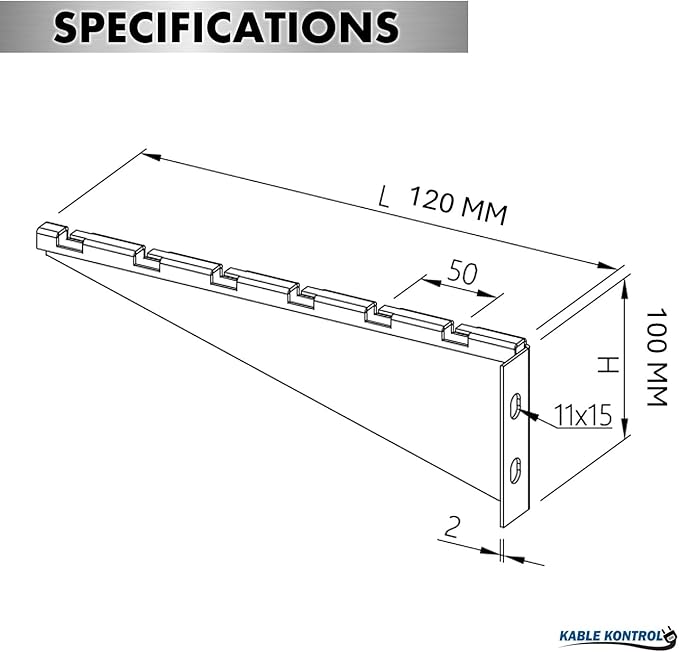 Kable Kontrol Stainless Steel V Type Wall Bracket – 4” Width - Wire Mesh Tray Cable Management Rack Cords Organizer Cable Basket, NEC Approved for Network, Fiber Optic, Cabling Accessory