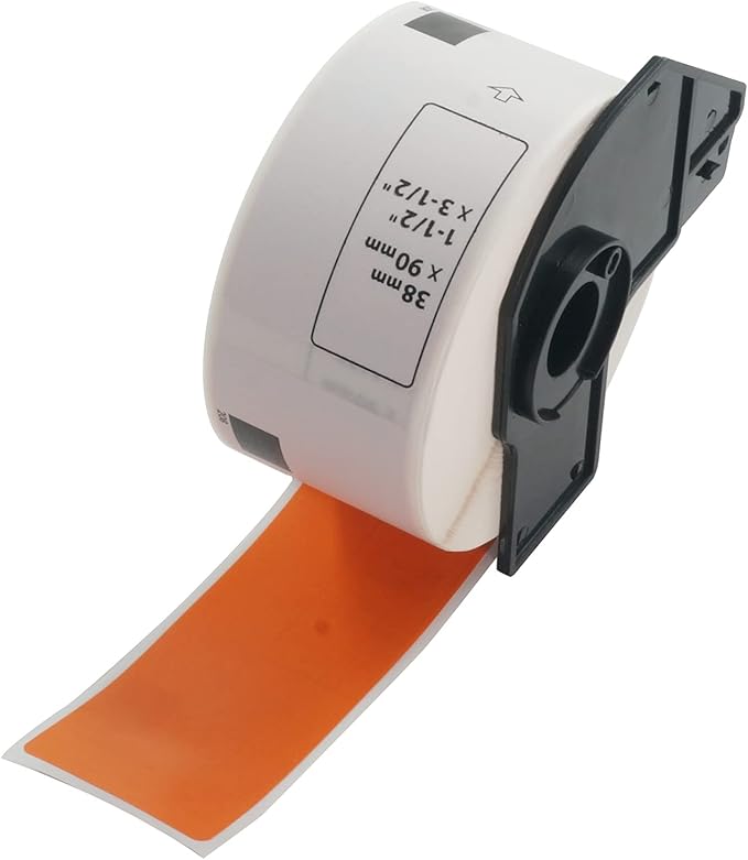 BETCKEY - Large Address Labels Replacement for Brother DK-1208 (1.4 in x 3.5 in), Compatible with Brother QL Label Printers [1 Rolls/400 Labels, Orange]