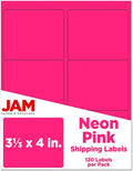 JAM PAPER Shipping Address Labels - Large - 3 1/3 x 4 - Neon Fluorescent Pink - 120/Pack