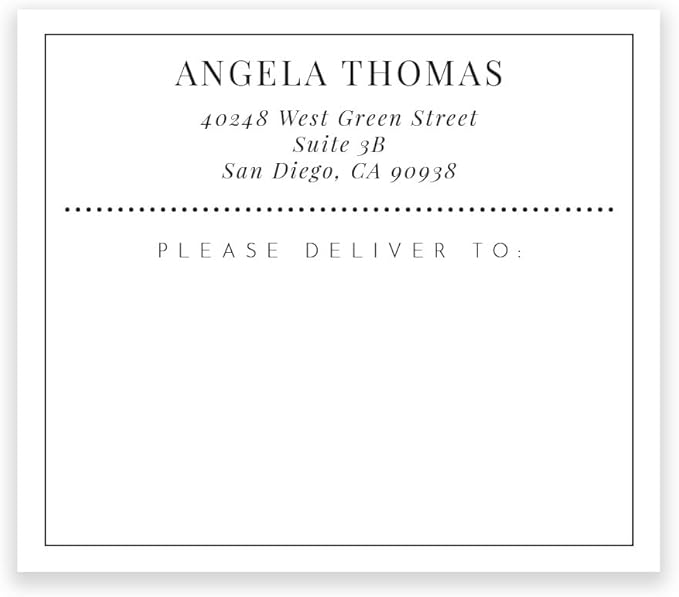 Custom Black Square Shipping Labels / 48 Personalized Address Labels/ 4" x 3½" Mailing Stickers/Made in USA