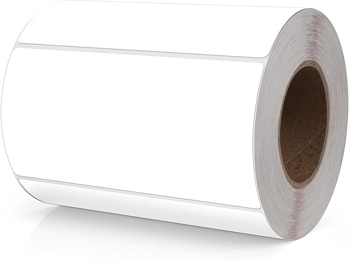 Meitaat White Rectangle Stickers 4 x 2 Inch Color Coding Labels Vinyl Roll Self-Adhesive Waterproof Removable 500 PCS