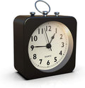 AYRELY® Battery Operated Alarm Clock,Small Retro Table Clock,Slient Metal Desk Clock with Light for Living Room Decor,Bedroom,Bedside,Shelf (Black)