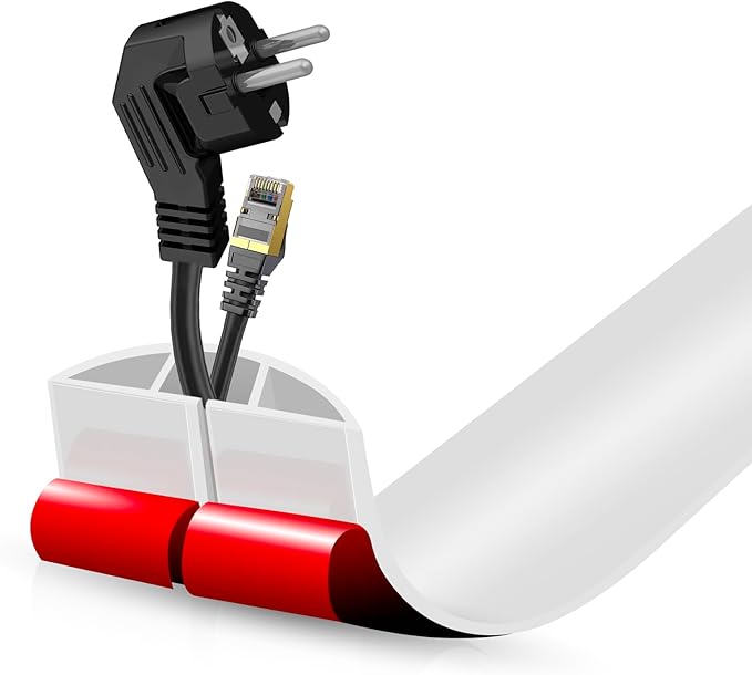 Floor Cord Cover Self Adhesive Cord Hider,3.3FT Cable Management, Extension Strip Protector for Wires, Prevent Cable Trips for Offices, Gyms, Exhibitions Cavity:0.47"(W) x 0.35"(H) White