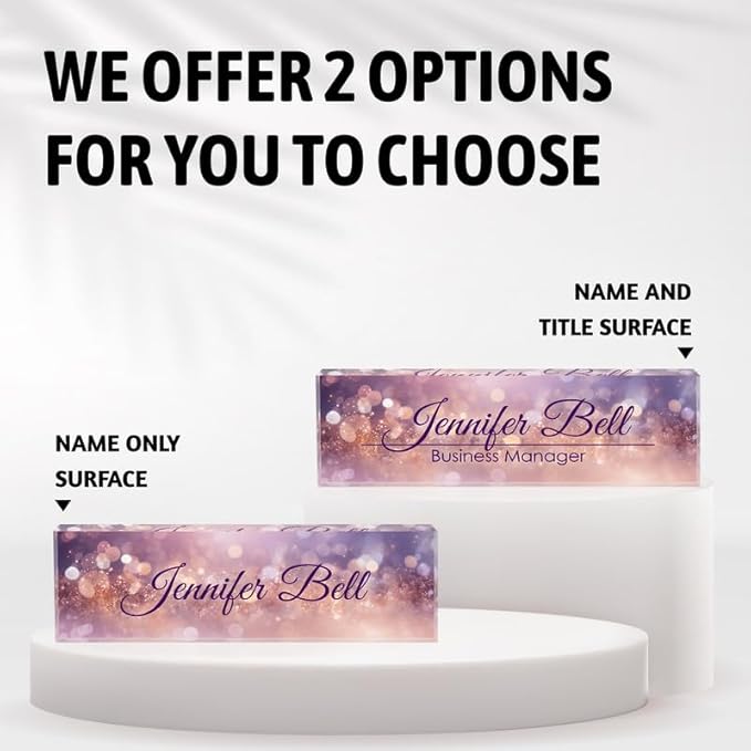 Desk Name Plate Personalized Name Plate for Desk, Office Desk Decor, 3D Style Personalized Plaque Name Plates for Desks Custom Appreciation Gifts for Boss Lady Employee Coworkers (Blissful Purple)