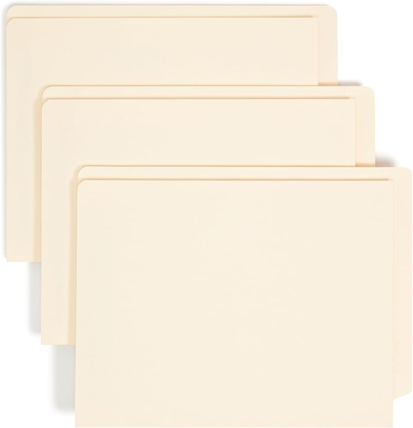 Smead Shelf-Master End Tab Fastener Folders with Pockets, 25 Count, Manila, Straight-Cut Tab, 1 Pocket, Letter Size (34099)