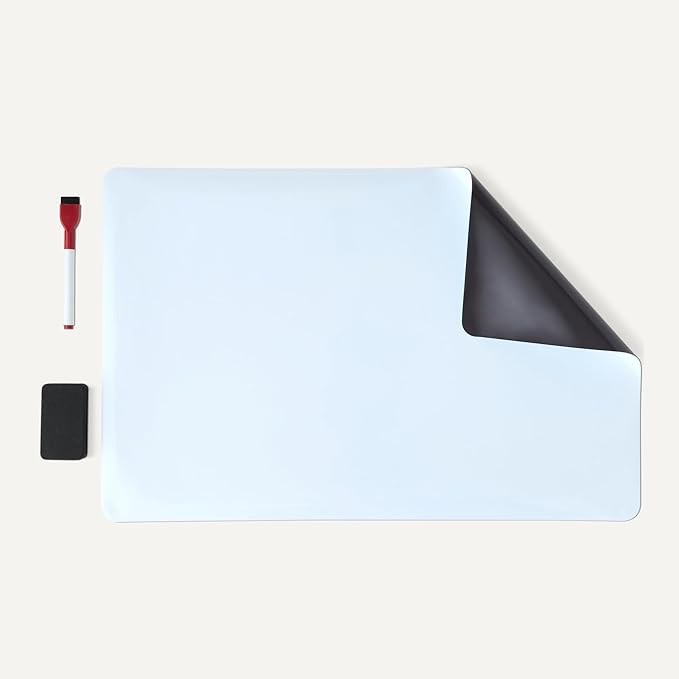 Amazon Basics Magnetic Whiteboard, Dry-Erase Board for Fridge with 2 Markers and Eraser, Sheet 20" x 13"