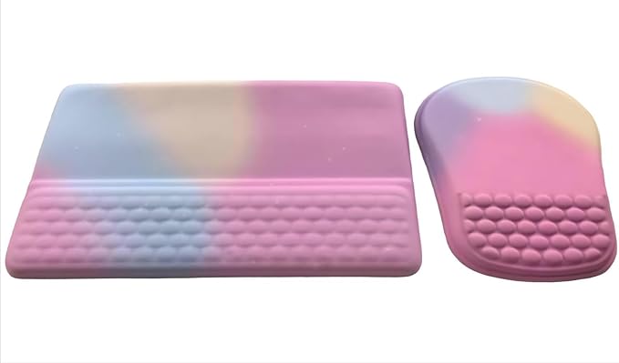 Keyboard Wrist Rest -Ergonomic Ergonomic Mouse Pad and Keyboard Wrist Rest- with Carpal Tunnel Pain Relief Massage Bumps and Full Memory Gel Design - Ideal Frequent Computer (Rainbow Color)
