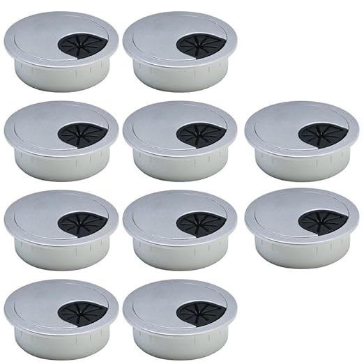10 Pcs Desk Grommet 2" / 50 mm, Desk Cord Hole Cover, Cable Grommet ABS Plastic, Desk Hole Grommet for Home & Office Pc, Detachable Cable Cord Organizer-Silver Sand