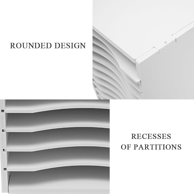 Vertical Desktop Sorter White, 11 Slots Wooden Mail Organizer Vertical File Organizer, Paper Sorter Organizer with 11 Slots Adjustable, Construction Paper Storage Mailbox for Classroom Office (White)