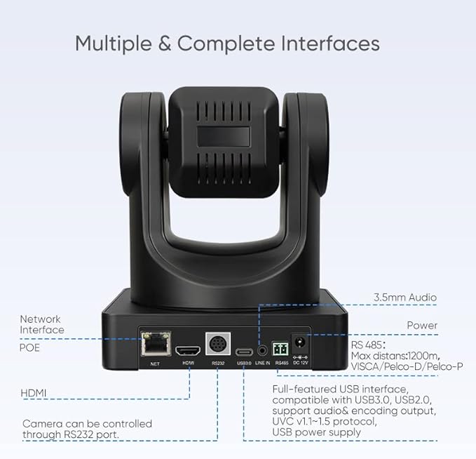 SMTAV 12x Optical Zoom, and 16x Digital Zoom,high-Speed PTZ, HDMI Output,H.265 Support Full HD Video Conference Cameras