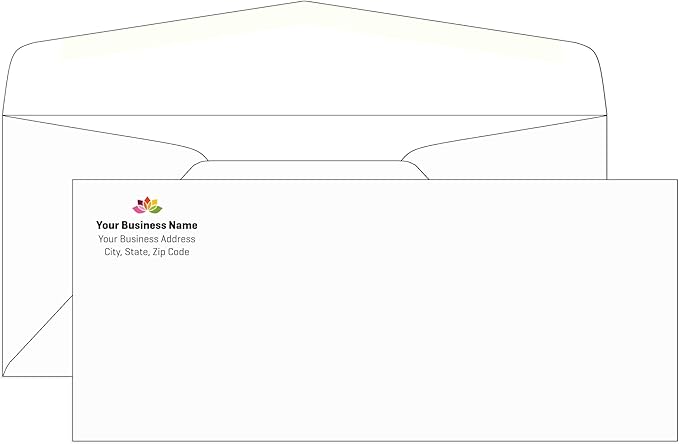 Aimoh 2500#10 Custom Printed Envelopes - Regular Gummed Envelopes – Personalized with Logo and Address/Return Address Imprinted - Size 4-1/8 X 9-1/2" - White - 24 LB - 2500 Count (7-34040-2500)