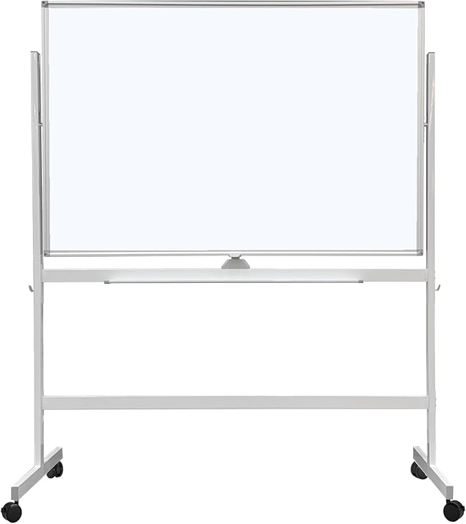 Large Rolling Whiteboard on Wheels, 48" x 32" Double-Sided Mobile White Board with Stand, Portable Standing Dry Erase Board Easel for Home Office Classroom School (32" x 48" WH)