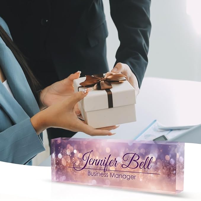 Desk Name Plate Personalized Name Plate for Desk, Office Desk Decor, 3D Style Personalized Plaque Name Plates for Desks Custom Appreciation Gifts for Boss Lady Employee Coworkers (Blissful Purple)