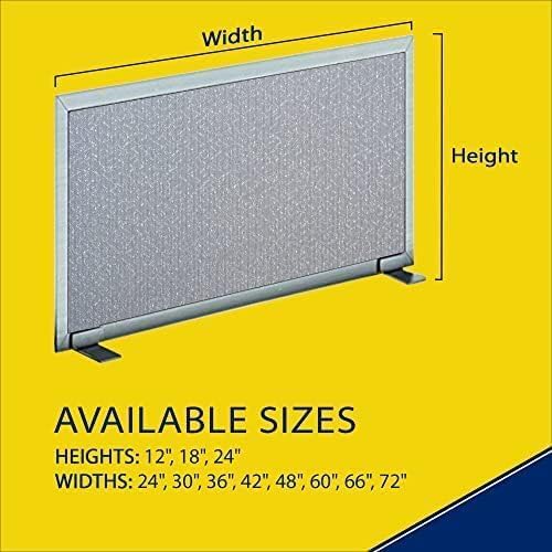 OBEX Acoustical Free Standing Privacy Screen, Cubicle Accessories Desk Privacy Panel, Desk Dividers for Office, Office Furniture Partitions Portable Sound Proof Dividers, 12" x 60", Overcast