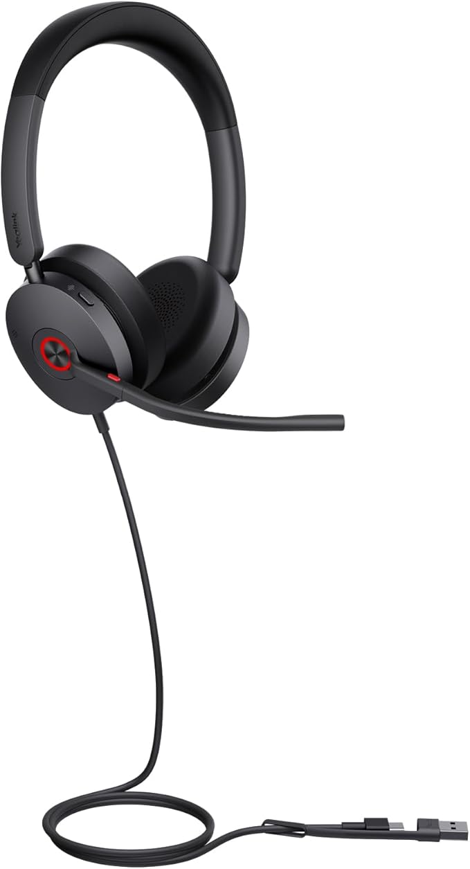 Yealink UH48 ANC USB Headset with Microphone, Active Noise Cancelling Wired Headphones for PC Computer, Works with Zoom Teams and Other Call Platforms, All Day Comfort, Mute Button
