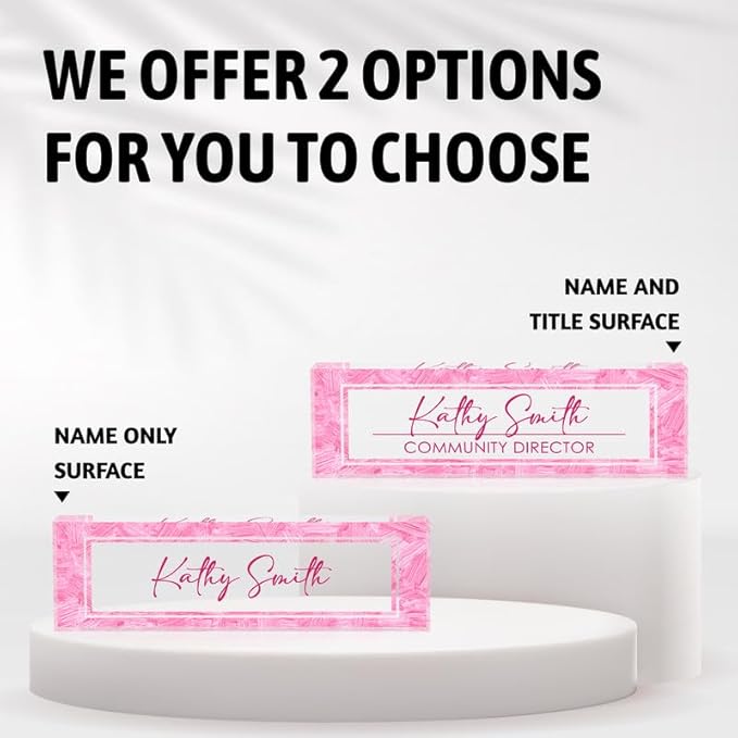 Desk Name Plate Personalized Name Plate for Desk, Office Desk Decor, 3D Style Personalized Plaque Name Plates for Desks Custom Appreciation Gifts for Boss Lady Employee Coworkers (Pink Rock)