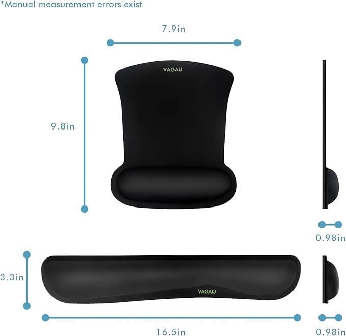 VAGAU Premium Keyboard Wrist Rest and Mouse Pad Wrist Support, Ergonomic Memory Foam Set for Office, Laptop, Mac, Computer and Gaming, Comfortable Typing &Wrist Pain Relief (2 Pack)