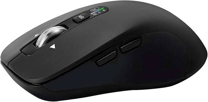 Wireless Bluetooth Mouse (USB + BT1 + BT2), Full Size, 4-Way Scrolling, Multi-Device Silent Mouse for Computer, Laptop, iPad, MacBook (Black)