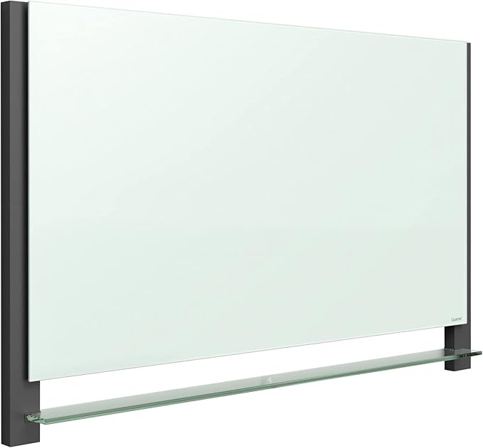 Quartet Glass Whiteboard, Magnetic Dry Erase White Board, 74" x 42", Wide Format with Invisible Mount, Black Aluminum Frame, Evoque (G7442BA)