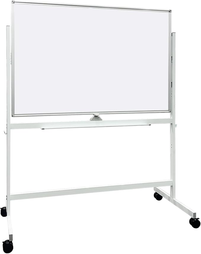 Large Rolling Whiteboard on Wheels, 48" x 32" Double-Sided Mobile White Board with Stand, Portable Standing Dry Erase Board Easel for Home Office Classroom School (32" x 48" WH)