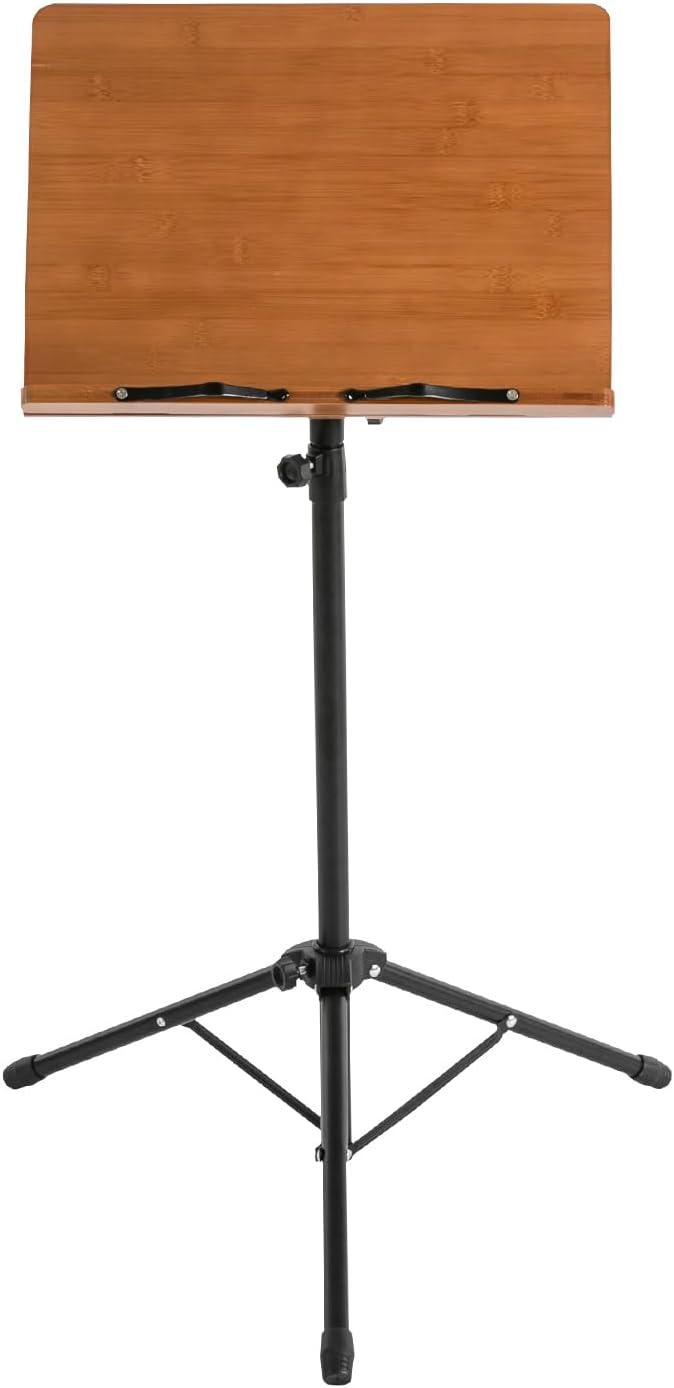 Sheet Music Stand & Desktop Book Stand, Rotatable Music Book Holder Stand,Wooden Portable Sheet Music Table Stand Height Adjustable from 27.5-74.8in with Book Stand Support,Foldable Tripod