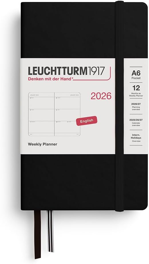 LEUCHTTURM1917 - Weekly Planner 2026, Hardcover, Pocket (A6), Black (Jan 1 - Dec 31, 2026)