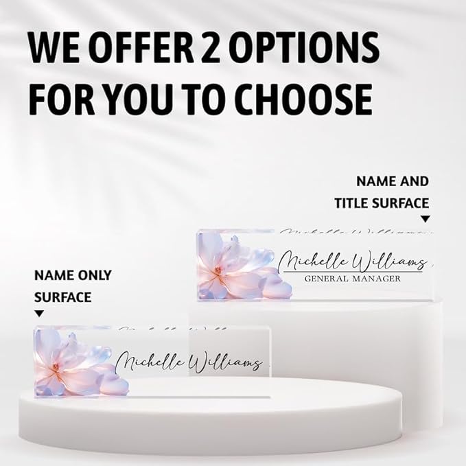 Desk Name Plate Personalized Name Plate for Desk, Office Desk Decor, 3D Style Personalized Plaque Name Plates for Desks Custom Appreciation Gifts for Boss Lady Employee Coworkers (Peach Flowers)