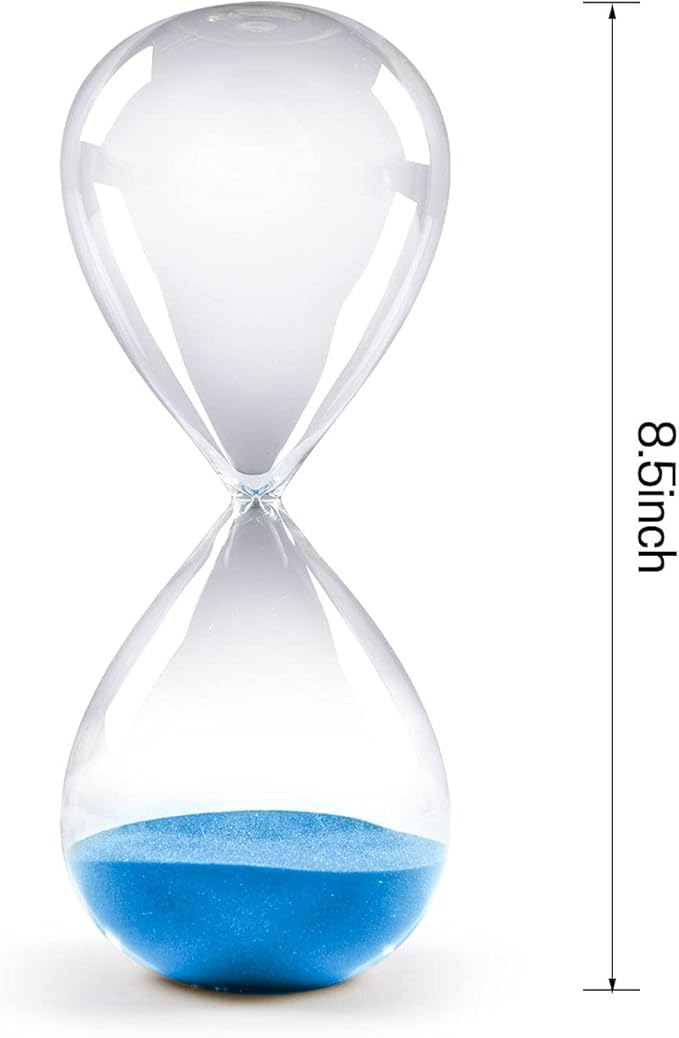 SWISSELITE Hourglass Sand Timers, Hourglass Sand Clock Inspired Glass for Home, Desk, Office Decor (8.5Inch-60Mins Blue)