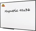 Lockways Magnetic White Board, 48" x 36" Dry Erase Board with Pen Tray Wall-Mounted Message Presentation Meno Board, Black Aluminium Framed for School, Home and Office
