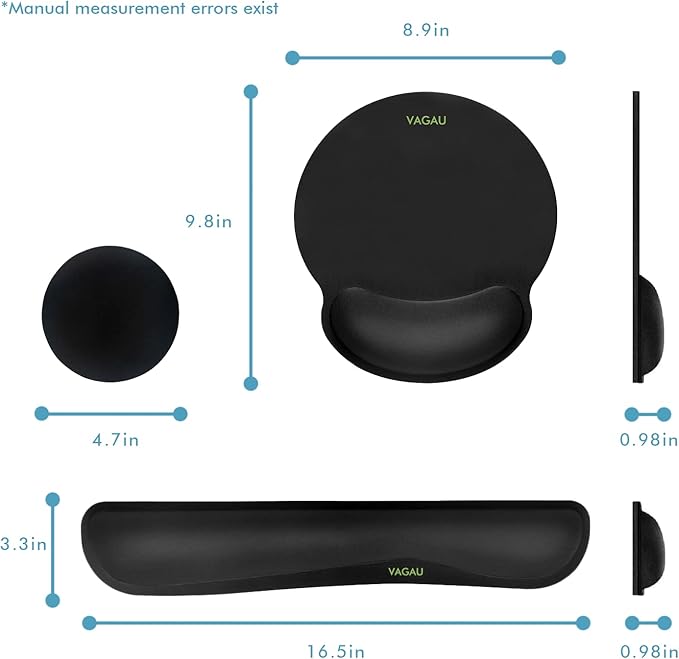 VAGAU Premium Keyboard Wrist Rest and Mouse Pad Wrist Support, Ergonomic Memory Foam Set for Office, Laptop, Mac, Computer and Gaming, Comfortable Typing &Wrist Pain Relief