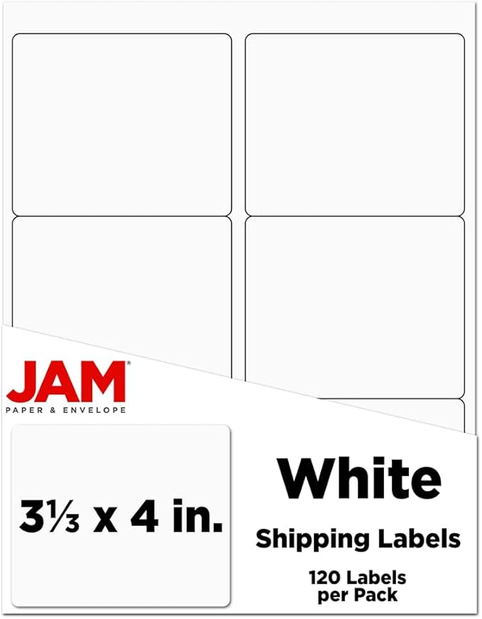JAM PAPER Shipping Address Labels - Large - 3 1/3 x 4 - White - 120/Pack