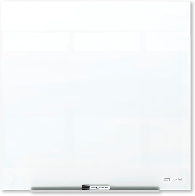 Quartet Magnetic Dry Erase Board, 48" x 48" Glass White Board for Wall, Frameless, InvisaMount, White (Q25F02IMW)