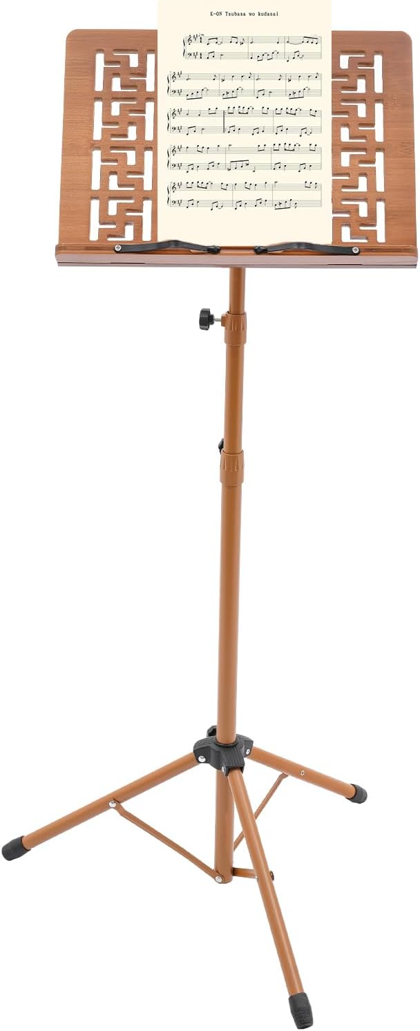 Sheet Music Stand & Desktop Book Stand, Rotatable Music Book Holder Stand,Wooden Portable Sheet Music Table Stand Height Adjustable from 27.5-70.8in with Book Stand Support,Foldable Tripod