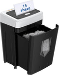 Bonsaii 15-Sheet Shredder, Office Use, 40-Minute Continuous Run Time, Heavy-Duty Cross-Cut Shredder with Jam Protection, P-4 Security Level, Destroys CDs, Credit Cards, 5-Gallon Pull-Out Waste Bin