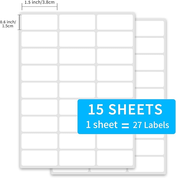 Yeachlaing 0.6×1.5 Inch Removable Blank Freezer Labels,Water/Oil/Tear Resistant/Ink Won't Smudge No Residue (405 pcs,1 Bag)