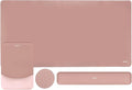 MOSISO Keyboard Mouse Pad Set, Large Gaming Mouse Pad&Rectangular Keyboard Wrist Rest&Mousepad with Wrist Rest&Coaster, Ergonomic Non-Slip&Easy Typing Pad with Curved Silicone Lining, Salmon Pink