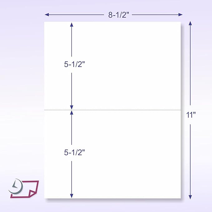 NextDayLabels 8.5x5.5 Half Sheet Stickers White Blank Labels for Laser Inkjet Printer - 2 Per Page Self-Adhesive Shipping Packaging Product Made in USA - 2000 Labels