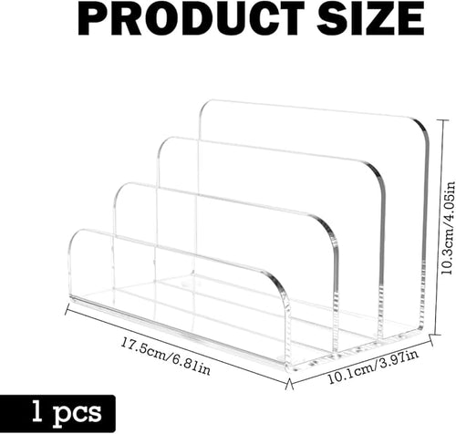 1Pcs Acrylic Mile Sorter for Desk, 3 Upright Compartments Desk Mail Organizer, Acrylic Mail File Organizer Sorters for Envelope Paper Document, Clear Files Sorter for Office Home, Vertical