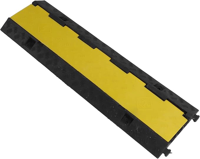 Ymiko Heavy Duty 3 Channel Cable Protector Ramp, 1m Rubber Cord Cover for Indoor Outdoor Use, Floor Cord Organizer with Traffic Rated Design